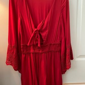 Red tie front American Eagle romper